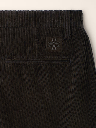 Pantalón chino Justin recto de terciopelo stretch de canalé ancho de algodón y modal marrón oscuro 2