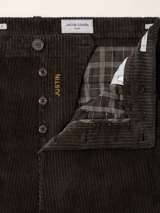 Justin Straight Chino Pants in Dark Brown Wide-Ribbed Cotton and Modal Corduroy 4