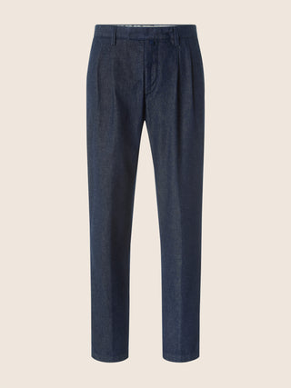 Lucas Regular Chino Pants in Dark Blue Denim with Rinse Wash