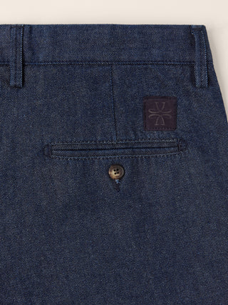 Lucas Regular Chino Pants in Dark Blue Denim with Rinse Wash 3