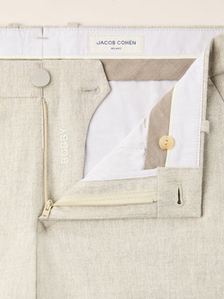 Bobby Slim Chino Pants in Light Beige Melange Vitale Barberis Canonico Comfort Flannel 4