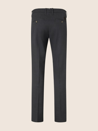 Pantaloni chino Bobby slim in batavia stretch di cotone e lana grigio scuro 3