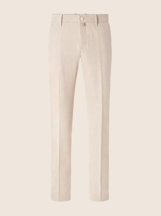Bobby Slim Chino Pants in Cream Beige Cotton Stretch Batavia