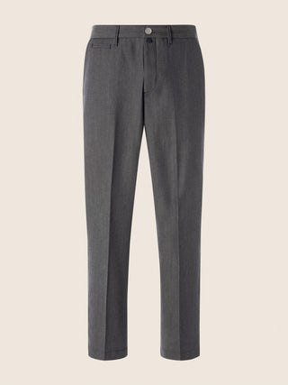 Justin Straight Chino Pants in Blue Melange Wool and Cotton Denim-Effect Fabric 1