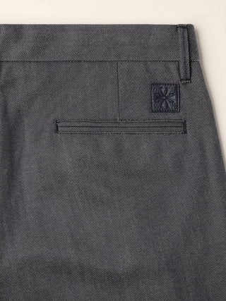 Justin Straight Chino Pants in Blue Melange Wool and Cotton Denim-Effect Fabric 3