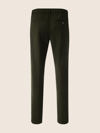Gray Regular Chino Pants in Olive Green Melange Wool Comfort Flannel 5