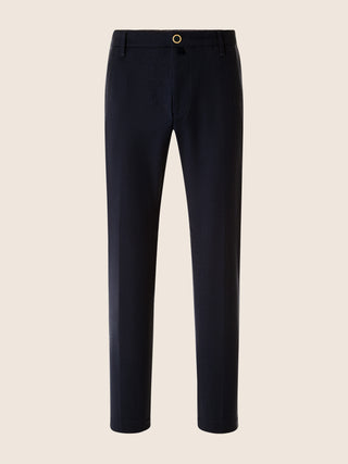 Gray Regular Chino Pants in Navy Blue Melange Wool Comfort Flannel 1