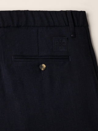 Gray Regular Chino Pants in Navy Blue Melange Wool Comfort Flannel 2