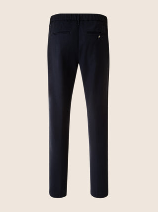 Gray Regular Chino Pants in Navy Blue Melange Wool Comfort Flannel 3