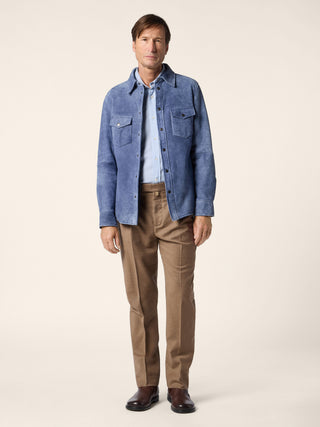 Pantaloni chino Lucas regular in flanella comfort di lana marrone mélange 2