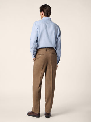 Pantaloni chino Lucas regular in flanella comfort di lana marrone mélange 4
