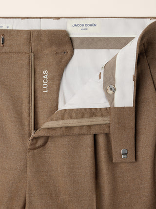 Pantaloni chino Lucas regular in flanella comfort di lana marrone mélange 5
