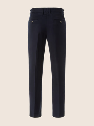 Pantaloni chino Lucas regular in flanella comfort di lana blu navy mélange 3