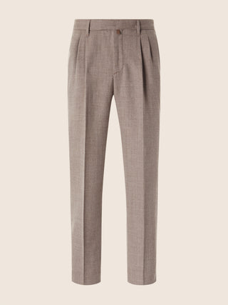 Lucas Regular Chino Pants in Beige Melange Saxon Merino Vitale Barberis Canonico 1
