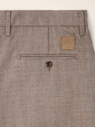 Lucas Regular Chino Pants in Beige Melange Saxon Merino Vitale Barberis Canonico 3