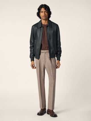 Lucas Regular Chino Pants in Beige Melange Saxon Merino Vitale Barberis Canonico 2