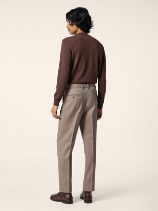 Lucas Regular Chino Pants in Beige Melange Saxon Merino Vitale Barberis Canonico 4