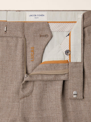 Lucas Regular Chino Pants in Beige Melange Saxon Merino Vitale Barberis Canonico 5