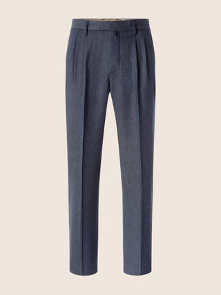 Lucas Regular Chino Pants in Denim Blue Melange Cashmere Twill Loro Piana 1