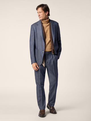 Lucas Regular Chino Pants in Denim Blue Melange Cashmere Twill Loro Piana 2