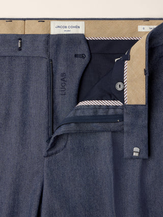 Lucas Regular Chino Pants in Denim Blue Melange Cashmere Twill Loro Piana 5