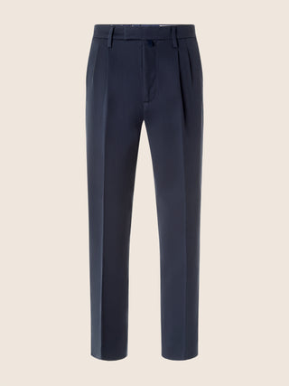 Pantaloni chino Lucas regular in gabardina stretch di cotone blu navy