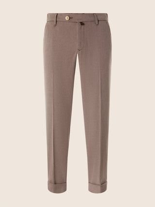 Jannik Regular-Slim Chino Pants in Camel Beige Cotton and Wool Stretch Drill 1