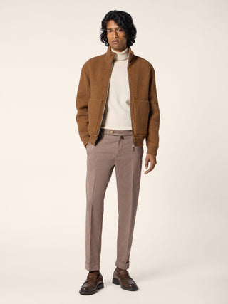 Jannik Regular-Slim Chino Pants in Camel Beige Cotton and Wool Stretch Drill 2
