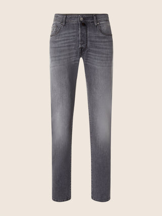 Bard Regular-Slim 5 Pocket Jeans in Black Stretch Denim with Vintage Wash