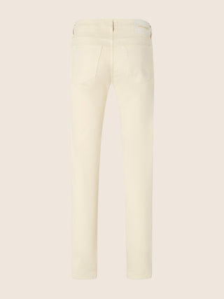 Bard Regular-Slim 5 Pocket Pants in Off White Cotton and Lyocell Stretch Twill 3