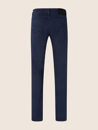 Bard Regular-Slim 5 Pocket Pants in Navy Blue Cotton and Lyocell Stretch Twill 3