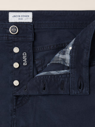 Bard Regular-Slim 5 Pocket Pants in Navy Blue Cotton and Lyocell Stretch Twill 4