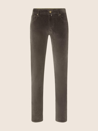 Bard Regular-Slim 5 Pocket Pants in Taupe Stretch Cotton Corduroy