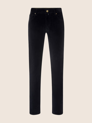 Bard Regular-Slim 5 Pocket Pants in Navy Blue Stretch Cotton Corduroy