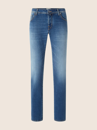 Nick Slim 5 Pocket Jeans in Light Blue Super Stretch Denim with Vintage Wash
