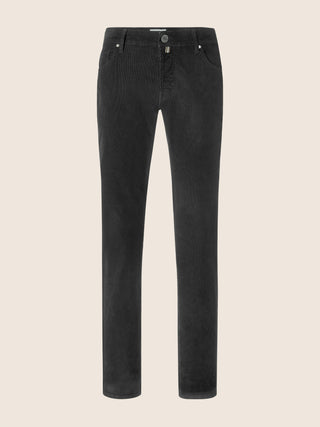 Pantalones Nick 5 bolsillos entallados de terciopelo stretch milrayas gris oscuro 1