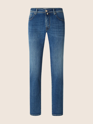 Nick Slim 5 Pocket Jeans in Light Blue Super Stretch Soft Denim with Vintage Wash