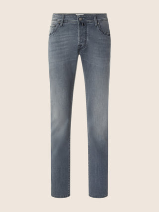 Nick Slim 5 Pocket Jeans in Dark Grey Super Stretch Denim with Vintage Wash