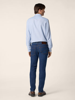 Nick Slim Super-Slim 5 Pocket Jeans in Medium Blue Power Stretch Denim with Vintage Wash 4