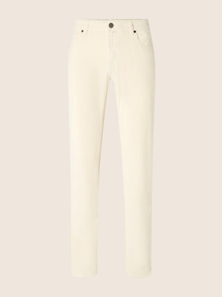 Bard Fast Regular-Slim 5 Pocket Pants in Off White Comfort Cotton and Cashmere Corduroy 1