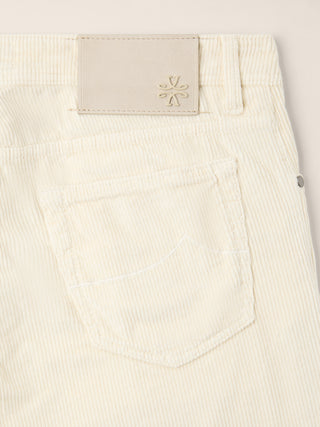 Bard Fast Regular-Slim 5 Pocket Pants in Off White Comfort Cotton and Cashmere Corduroy 2