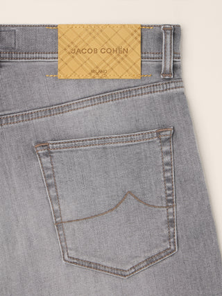 Edo Regular-Straight 5 Pocket Jeans in Black Stretch Denim with Vintage Wash 2