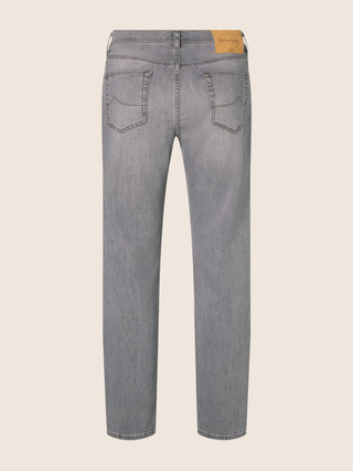 Edo Regular-Straight 5 Pocket Jeans in Black Stretch Denim with Vintage Wash 3