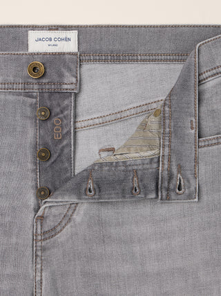 Edo Regular-Straight 5 Pocket Jeans in Black Stretch Denim with Vintage Wash 4