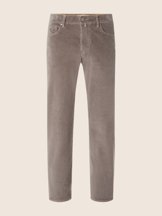 Edo Regular-Straight 5 Pocket Pants in Taupe Stretch Cotton Corduroy