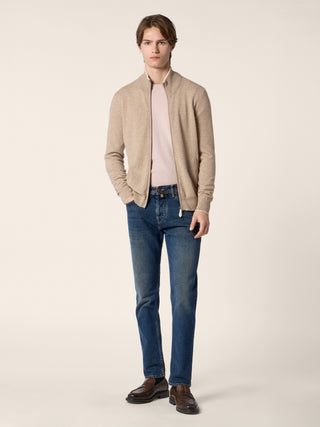 5-Pocket-Jeans Jude Tapered Fit aus dunkelblauem Baumwolldenim mit Vintage-Waschung 3