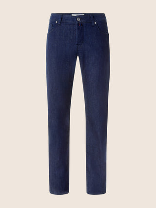 Luis Regular 5 Pocket Jeans in Dark Blue Super Stretch Denim with Rinse Wash