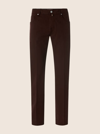 Luis Regular 5 Pocket Pants in Wine Red Modal and Lyocell Stretch Twill 1