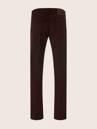 Luis Regular 5 Pocket Pants in Wine Red Modal and Lyocell Stretch Twill 4