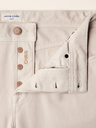 Chris Straight 5 Pocket Pants in Almond Cotton Bull Fabric with Marble Effect 5